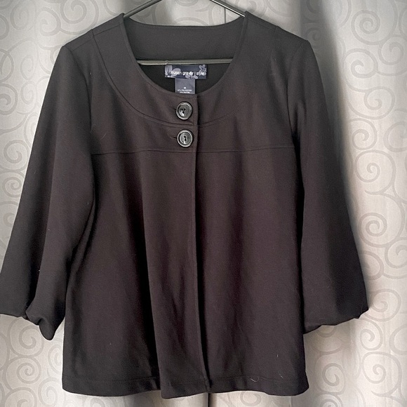Susan Graver open front , 3/4 sleeve black jacket size Medium/ Large - Picture 1 of 5